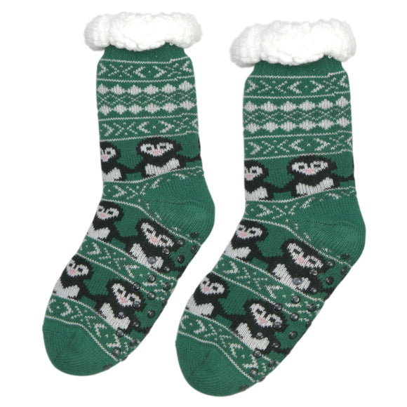 Penguin Dance Sherpa Slipper Socks for Women