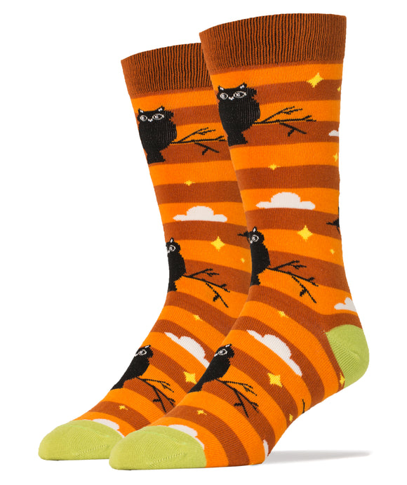 Night Owl Socks | Halloween Crew Socks For Men