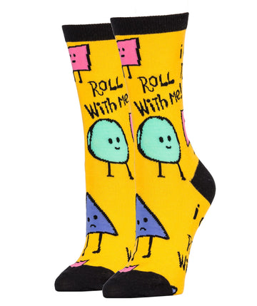 Roll With Me Socks | Novelty Crew Socks For Women